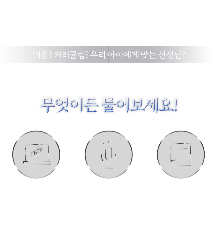 비용? 커리큘럼? 우리 아이에게 맞는 선생님? 궁금한 내용, 무엇이든 물어보세요!