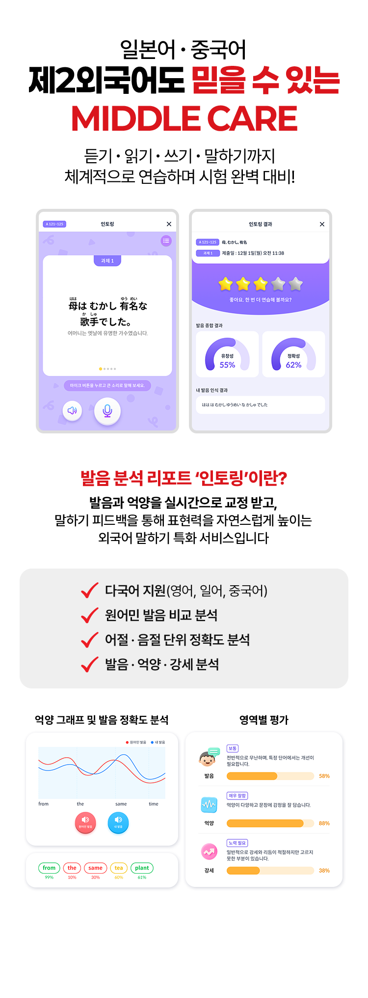 일본어 • 중국어 제2외국어도 믿을 수 있는 MIDDLE CARE