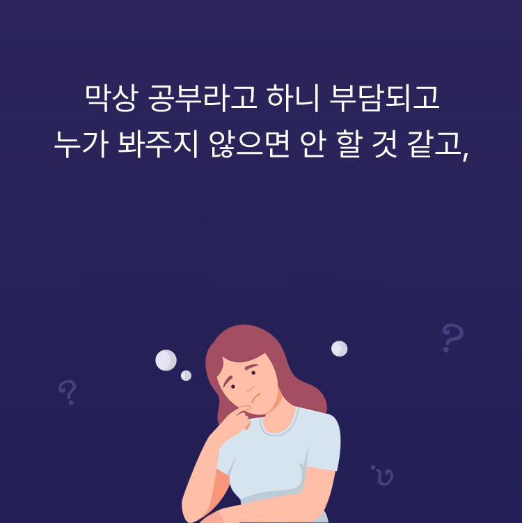 막상 공부라고 하니 부담되고 누가 봐주지 않으면 안 할 것 같고,