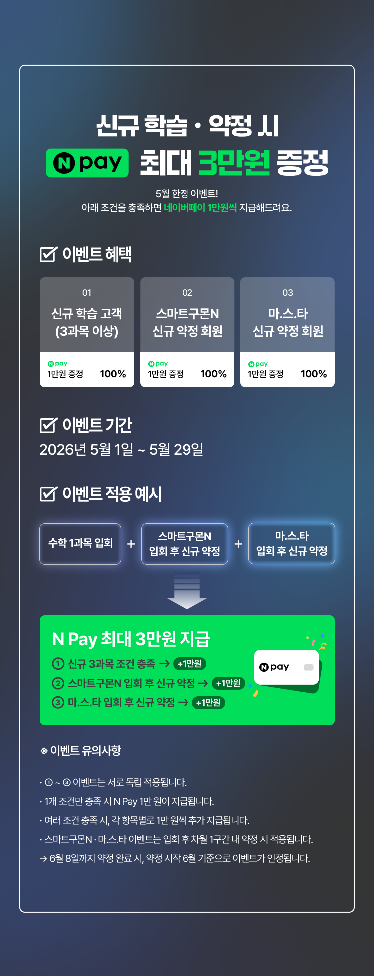 신규 학습ㆍ약정 시 nPay 최대 3만원 증정